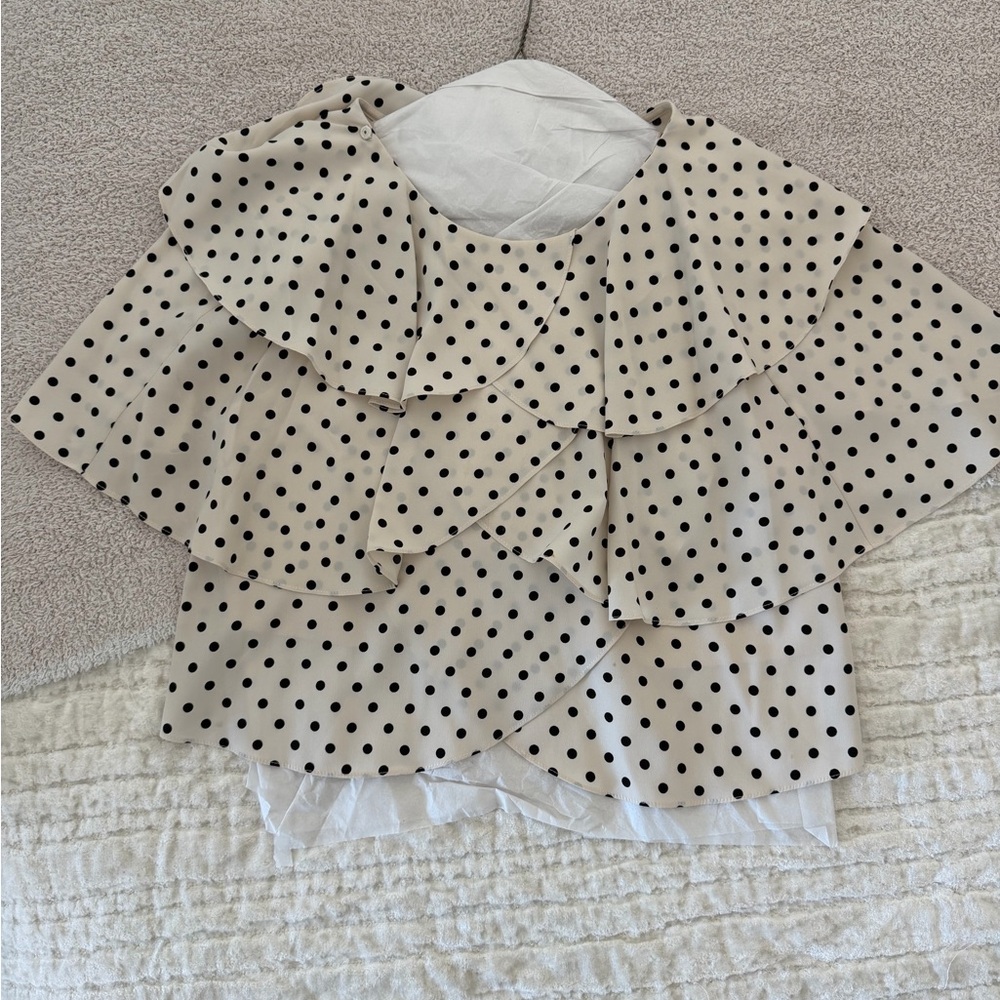 Everly Black and White Polka Dot Top